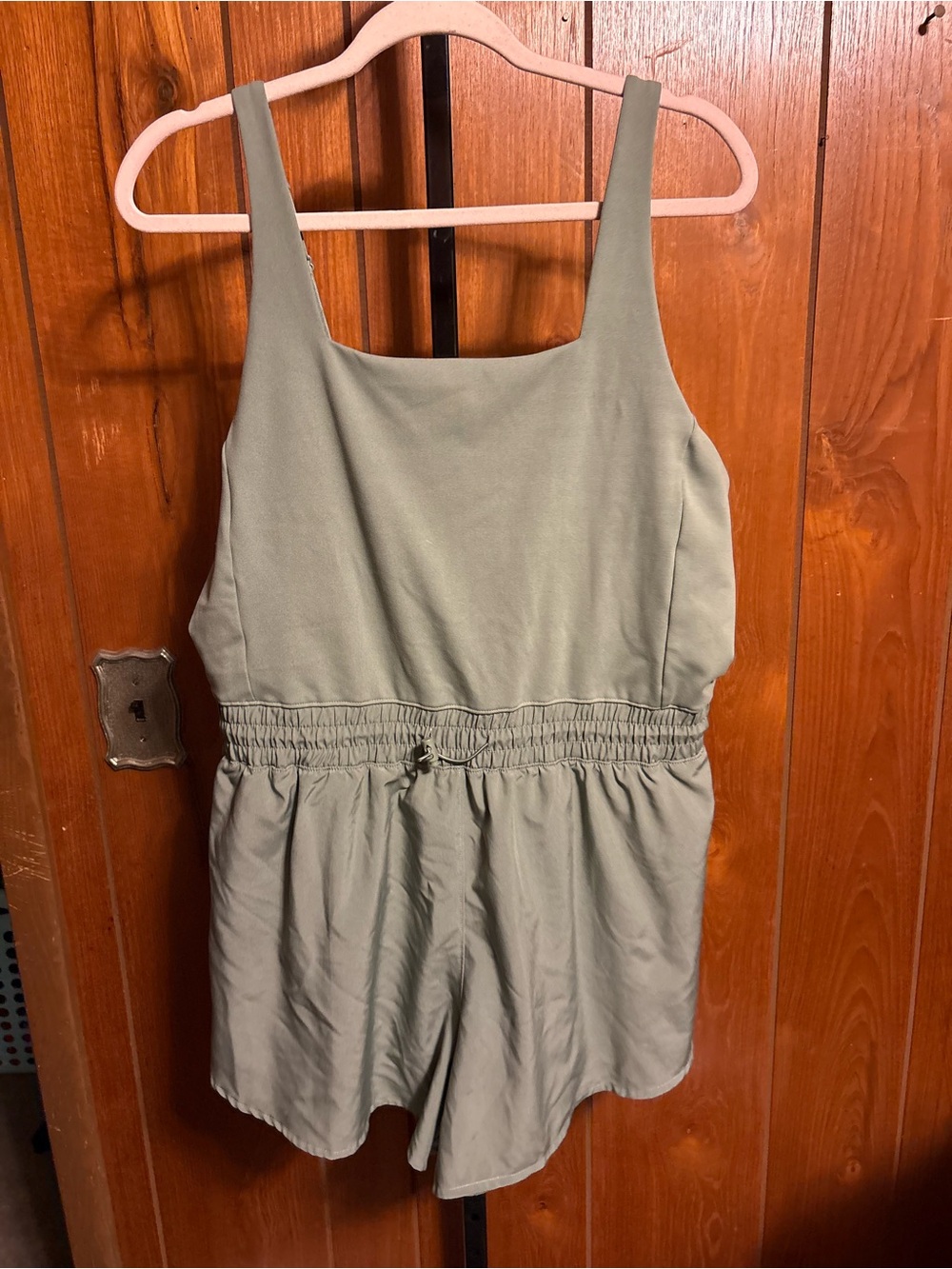 Lively Olive Sleeveless Drawstring Romper